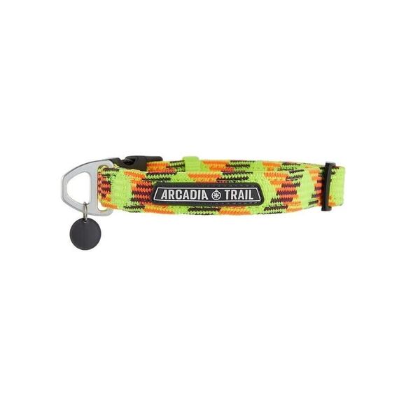 Arcadia Trail‎ Paracord Dog Collar Neon Yellow w/ Orange & Purple Stripe Large - Picture 1 of 5